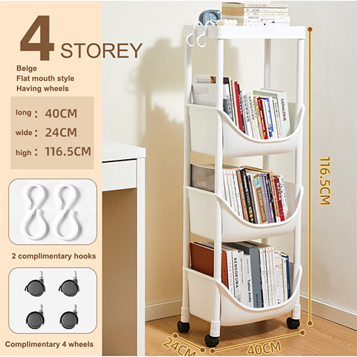 Zinayi Zosanjikiza Pakamwa Pansi pa Table Storage Rack